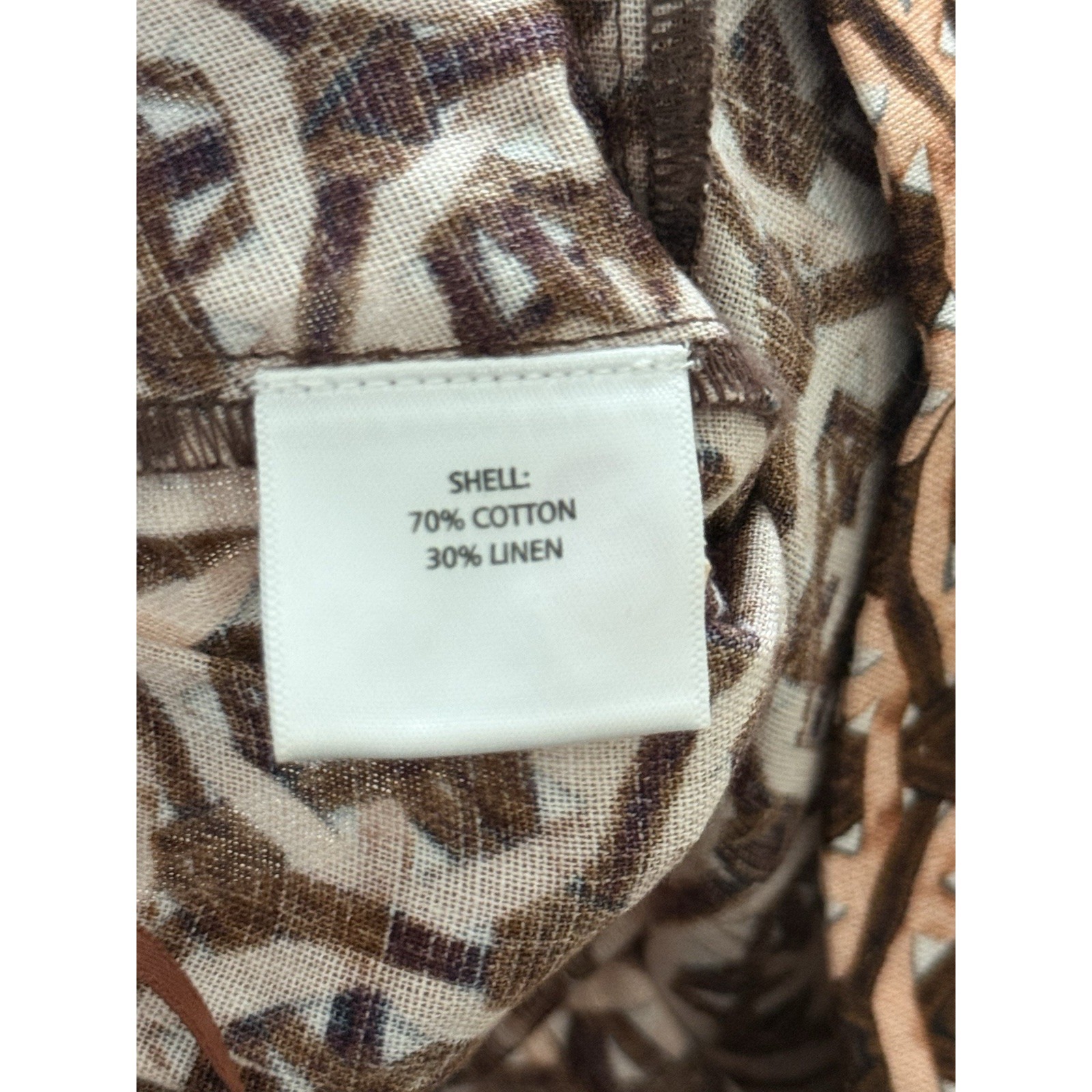 Mason's Daughter Nwt Lattice Pants Size Small Brown Print Linen Cotton Boho — image 7 of 8